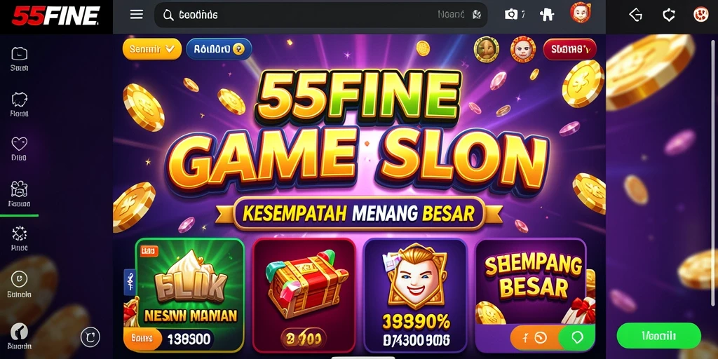 Tampilan screenshot utama 55FIVE yang menunjukkan keseruan bermain Slot.