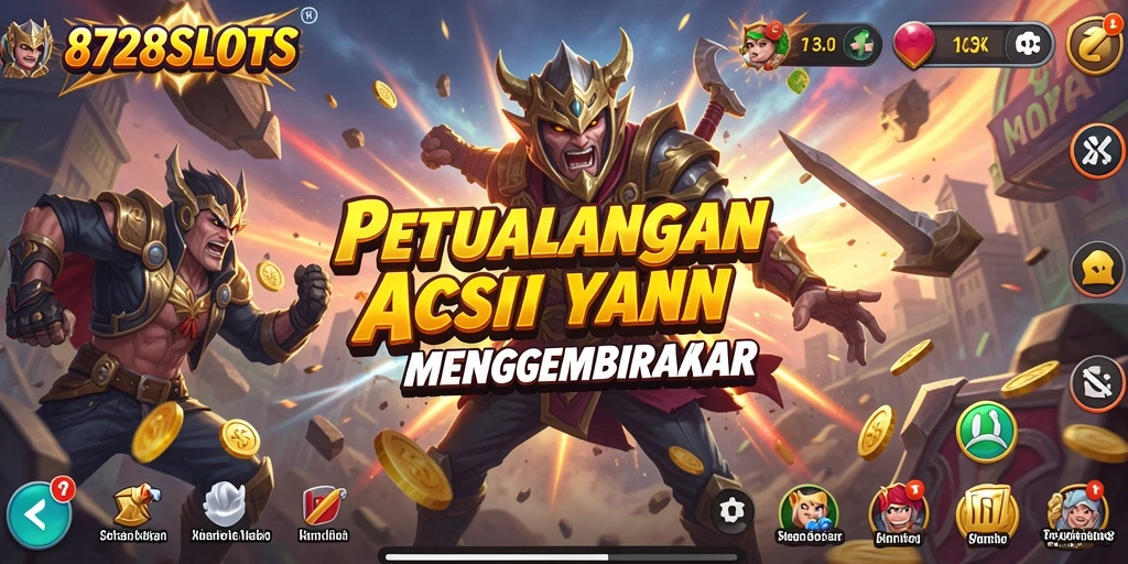 Tampilan permainan 8728SLOTS dengan intensitas aksi yang mendebarkan.