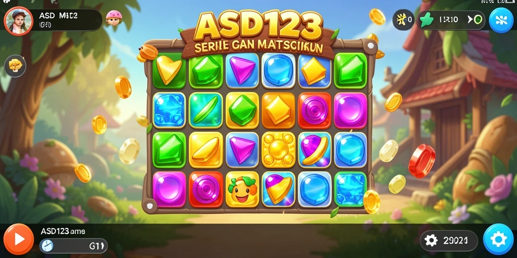 Tampilan game ASD123 yang menarik dengan gameplay Match-3 yang seru.