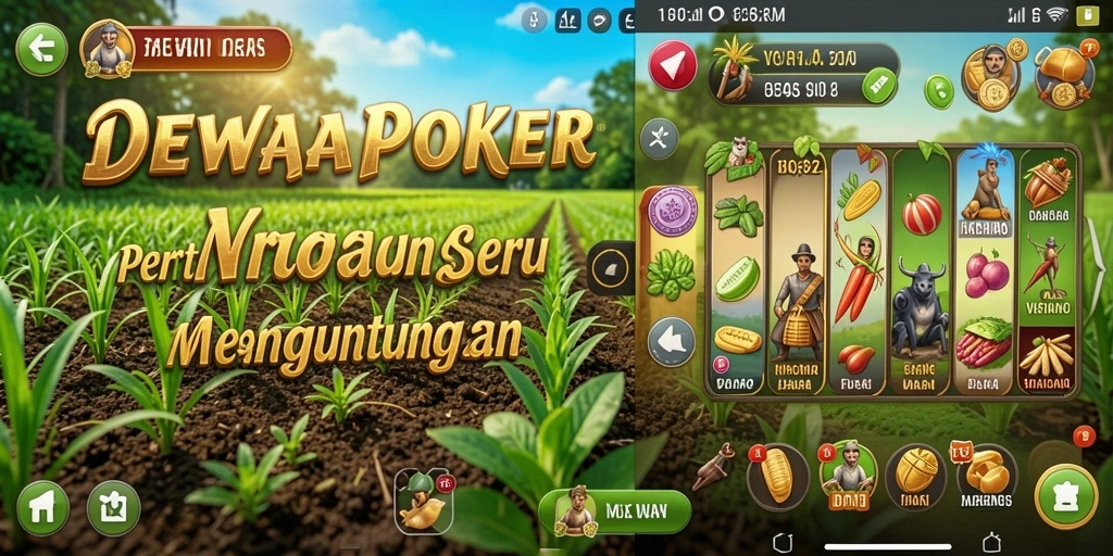 Tampilan gameplay DEWAPOKER dengan aktivitas pertanian yang seru.