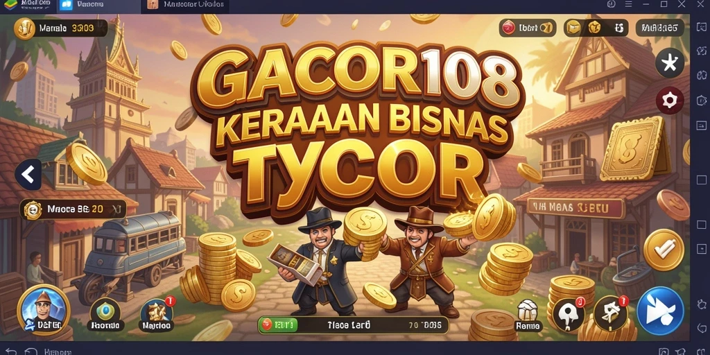 Tampilan layar permainan GACOR108 dengan strategi manajemen bisnis yang menarik.