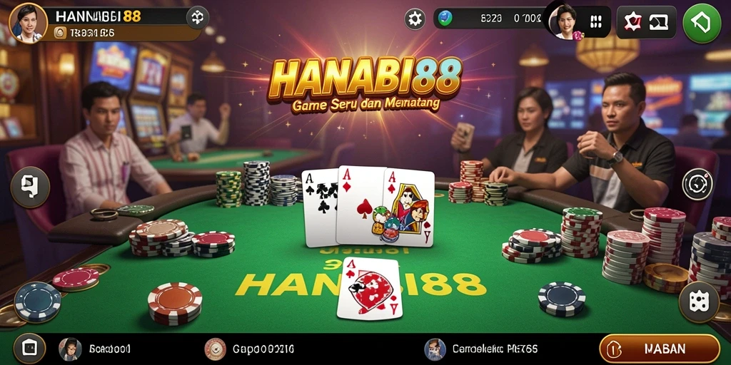 Tampilan utama HANABI88 yang menampilkan aksi seru permainan Poker.