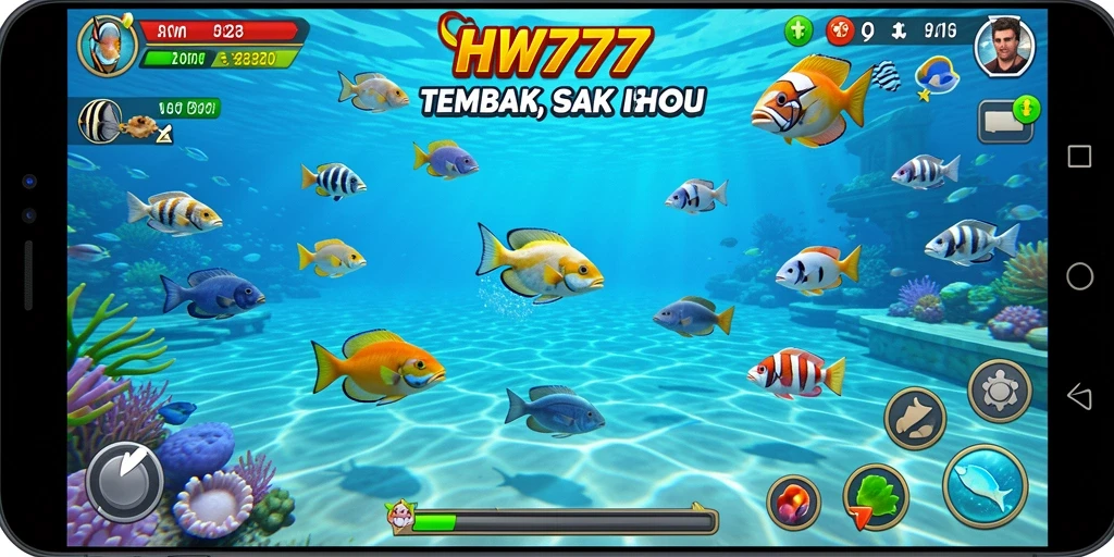 Tampilan gameplay menangkap ikan yang seru di HW777.