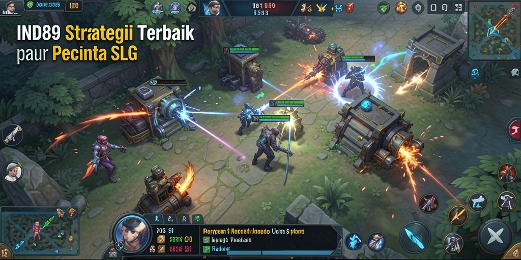 Screenshot gameplay IND89 yang menampilkan pertempuran seru dan pembangunan strategi.