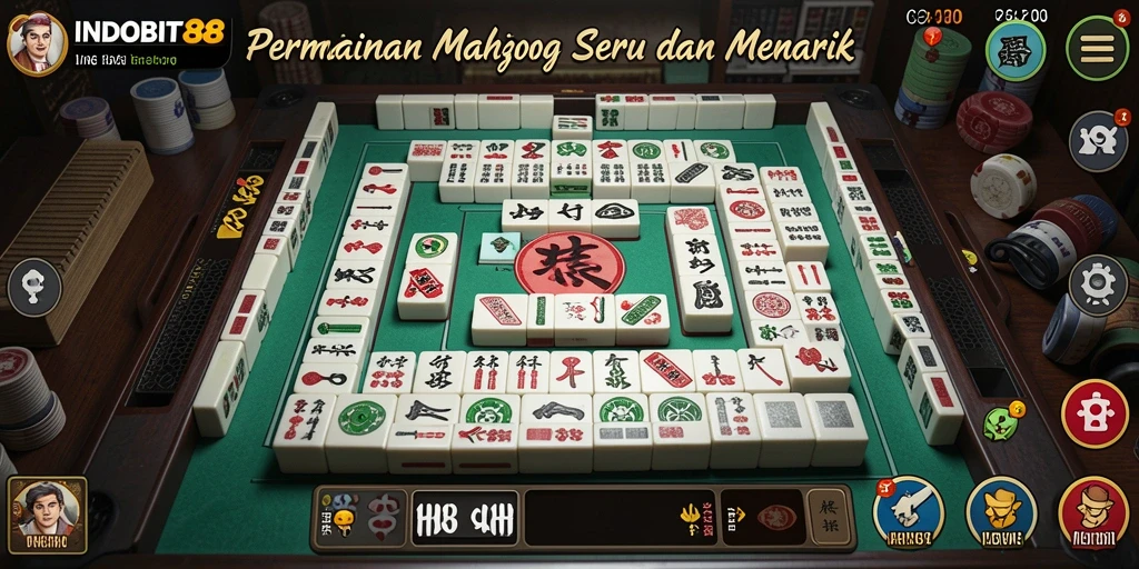Tampilan gameplay yang menarik dari INDOBIT88 dengan ubin Mahjong.