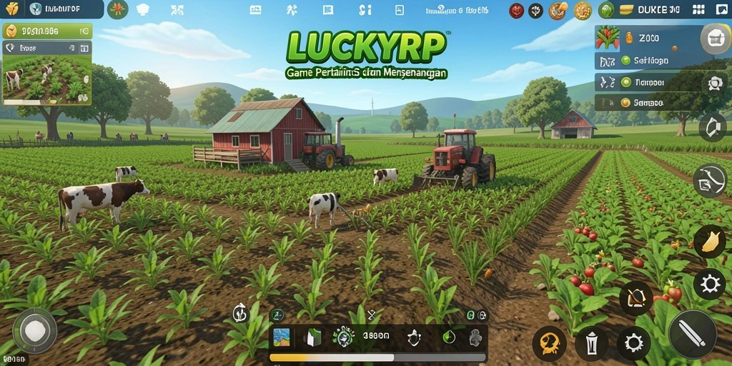 Tampilan gameplay LUCKYRP dengan aktivitas bertani yang menarik.