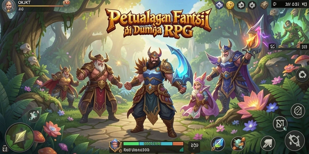 Screenshot menunjukkan aksi pertarungan seru dalam game RPG OKJKT.