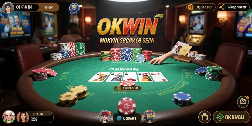 Tampilan seru gameplay Poker di OKWIN dengan pemain bersaing.