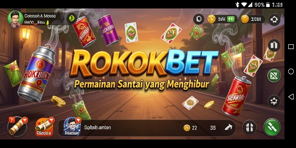 Tampilan gameplay ROKOKBET yang penuh warna dan menantang.