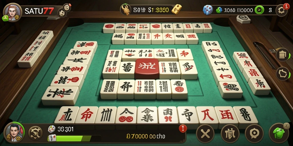 Screenshot gameplay SATU77 menunjukkan keseruan permainan Mahjong.