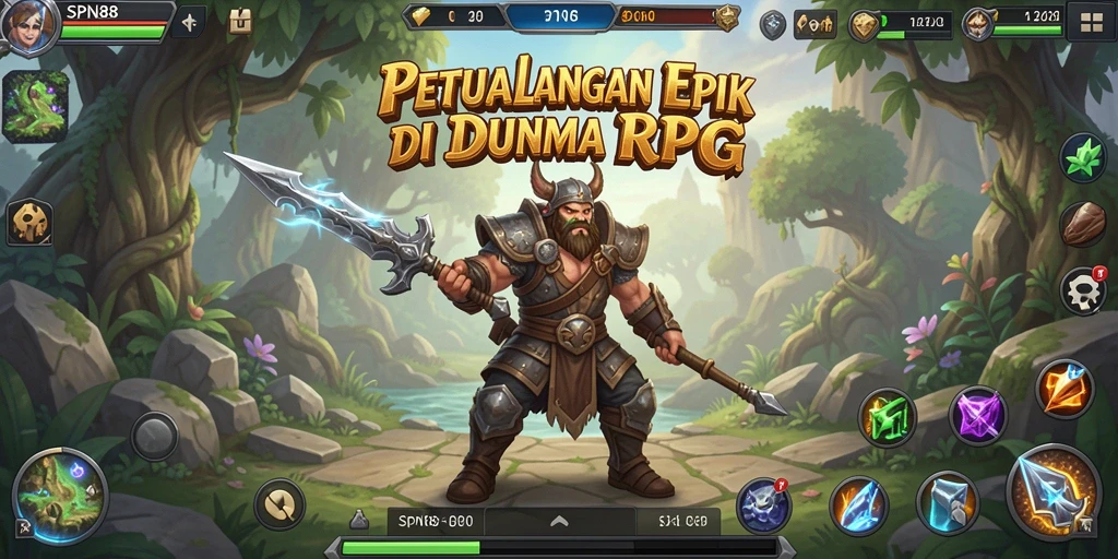 Screenshot utama SPN88 menampilkan aksi pertarungan seru dalam dunia RPG.