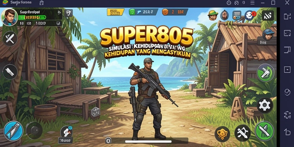 Screenshot dari gameplay SUPER805 dengan karakter yang berinteraksi di dunia virtual.